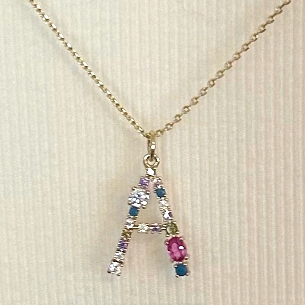 Rhinestone “A” Charm Necklace